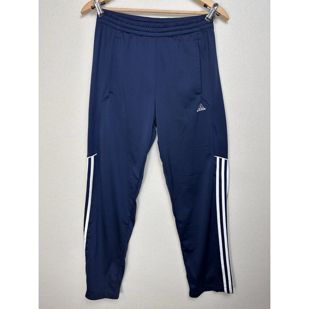 Adidas Pants Mens Sz S Navy Blue Climalite Three Stripes Tapered Track Pockets
